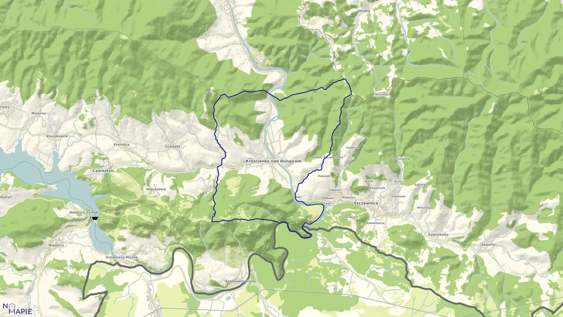 Mapa obrębu KROŚCIENKO NAD DUNAJCEM w gminie Krościenko nad Dunajcem